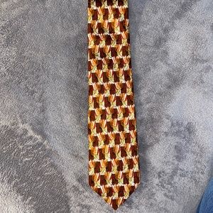 ERMENEGILDO ZEGNA orange and green Floral Modern Mens Silk Tie